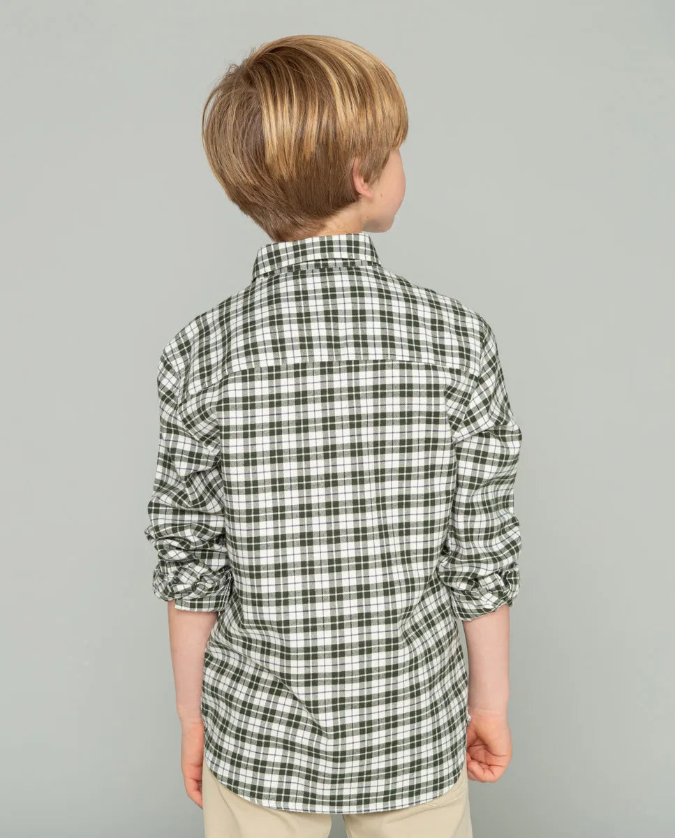 Camisa de niño de cuadros en verde
