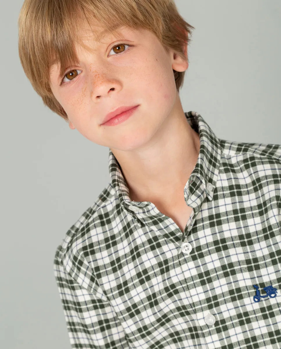 Camisa de niño de cuadros en verde