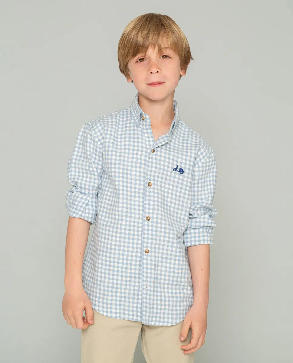Camisa de niño con cuadros en azul