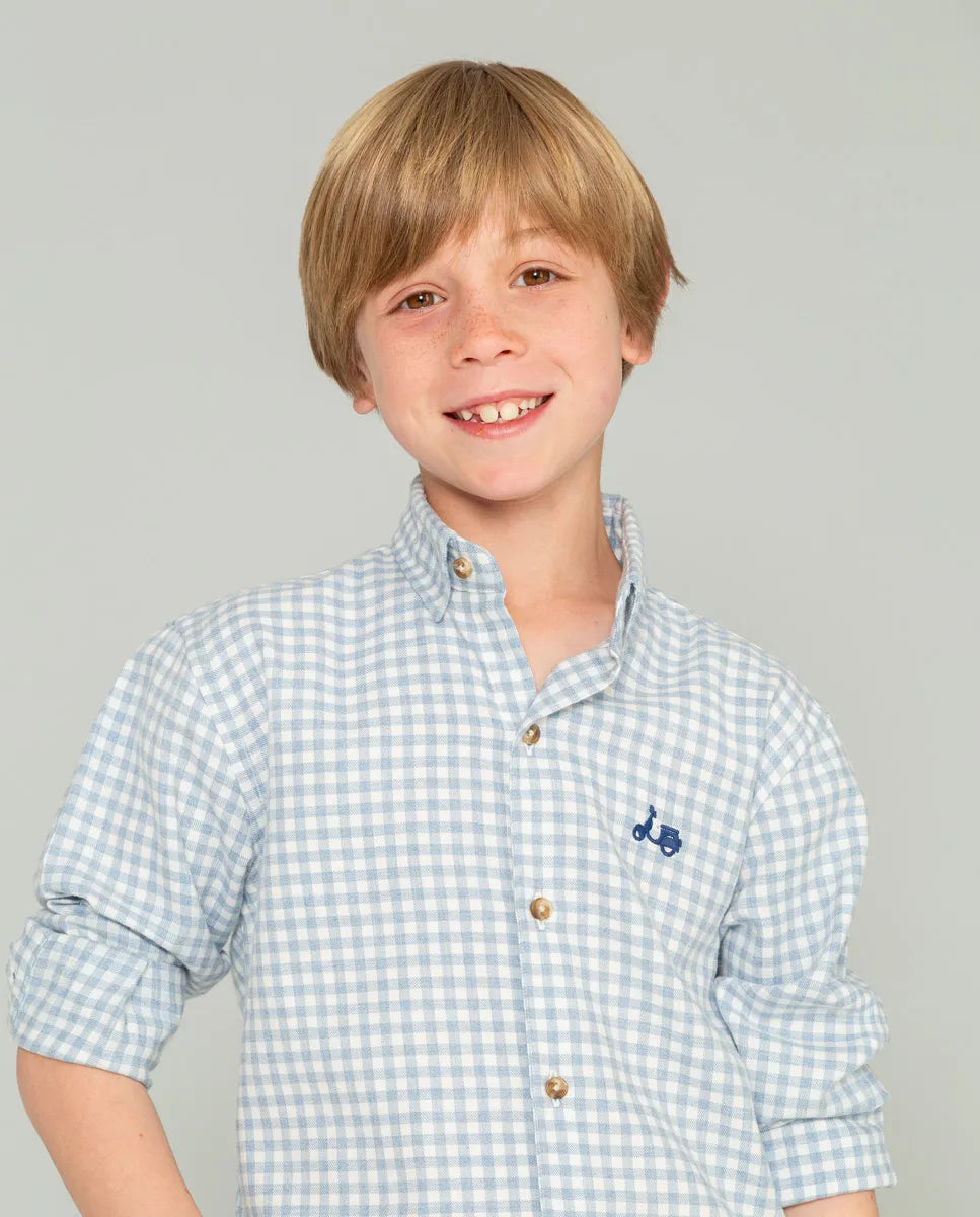 Camisa de niño con cuadros en azul