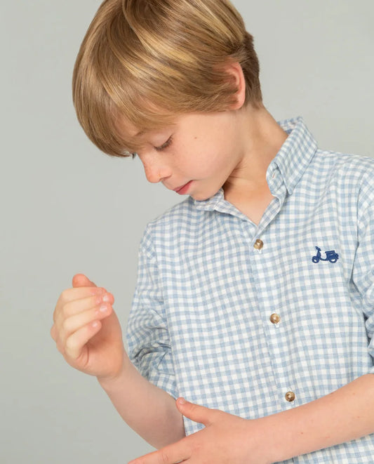 Camisa de niño con cuadros en azul