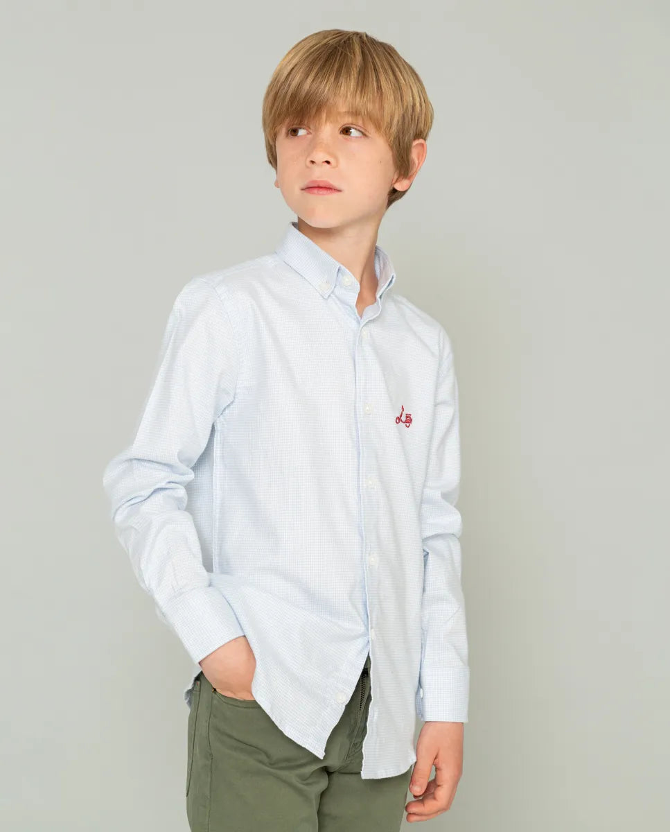 Camisa de niño pata de gallo azul