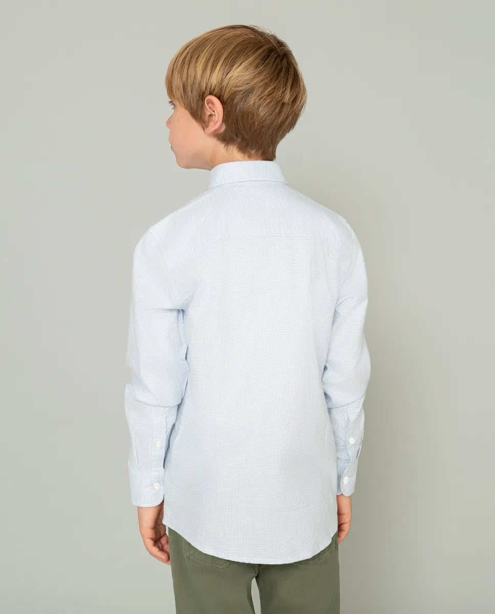 Camisa de niño pata de gallo azul