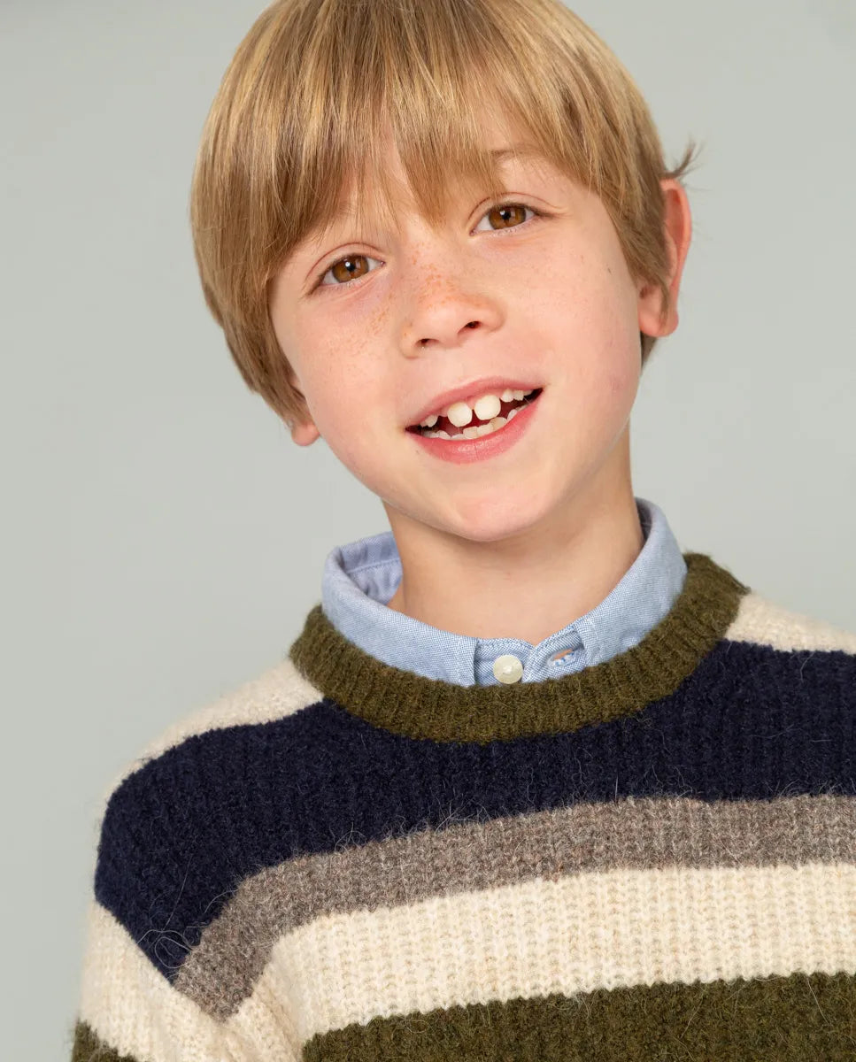 Jersey de niño con rayas verde