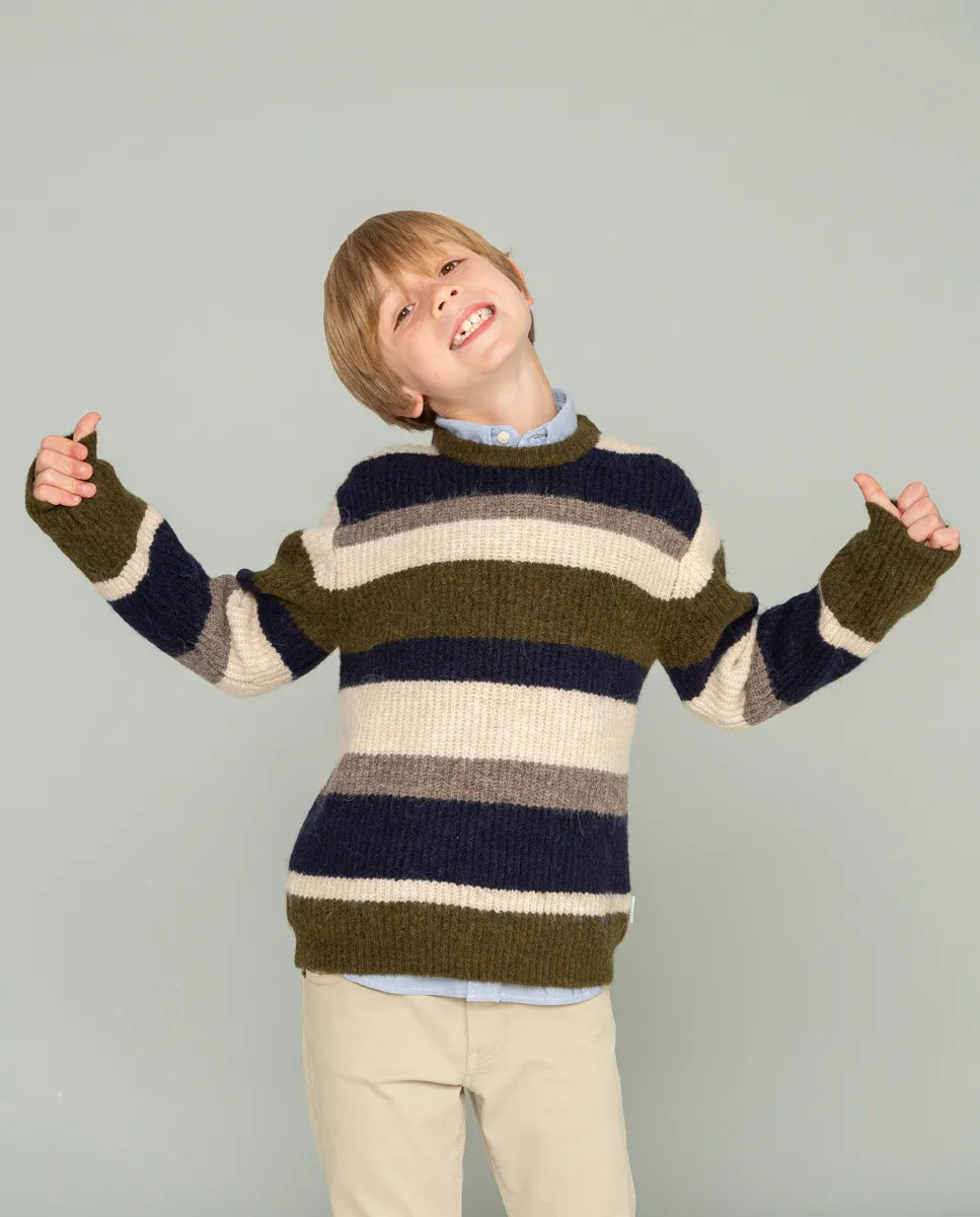Jersey de niño con rayas verde