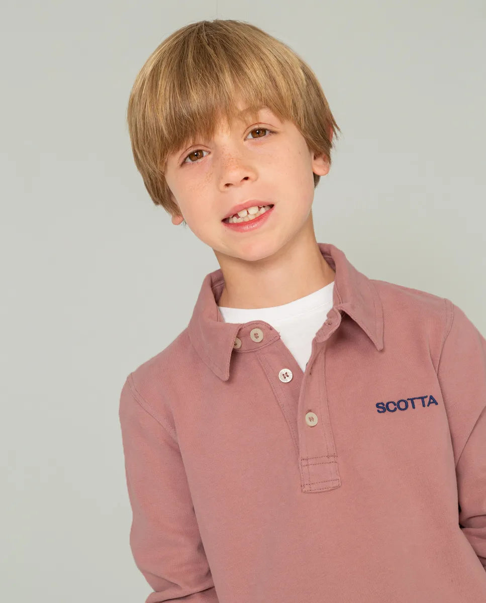 Polo de niño manga larga rosa