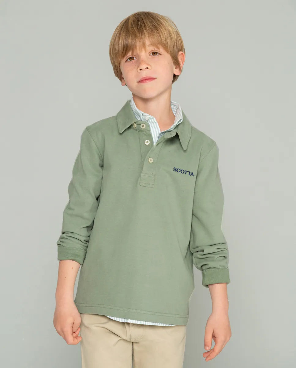 Polo de niño manga larga verde
