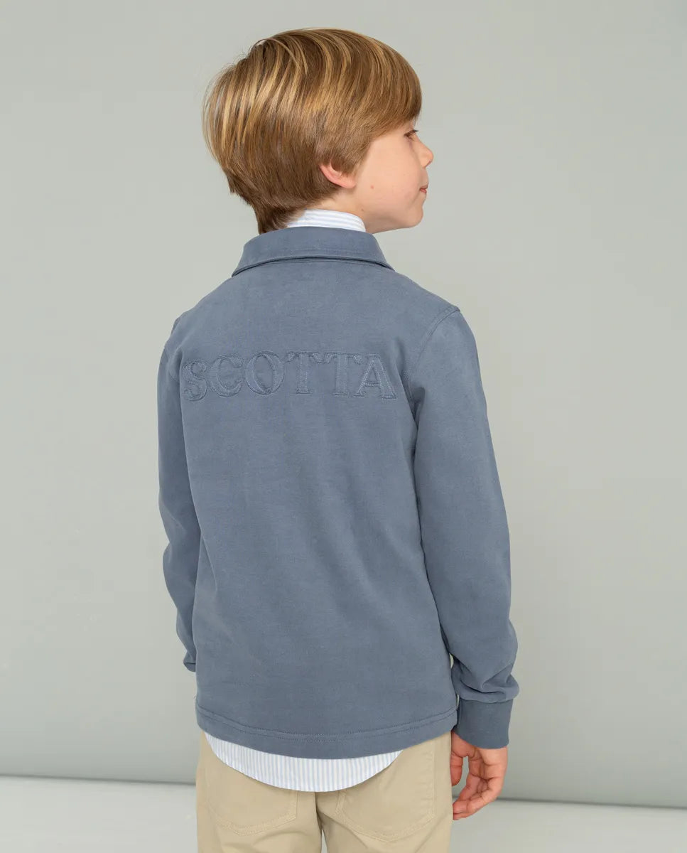 Polo de niño manga larga azul