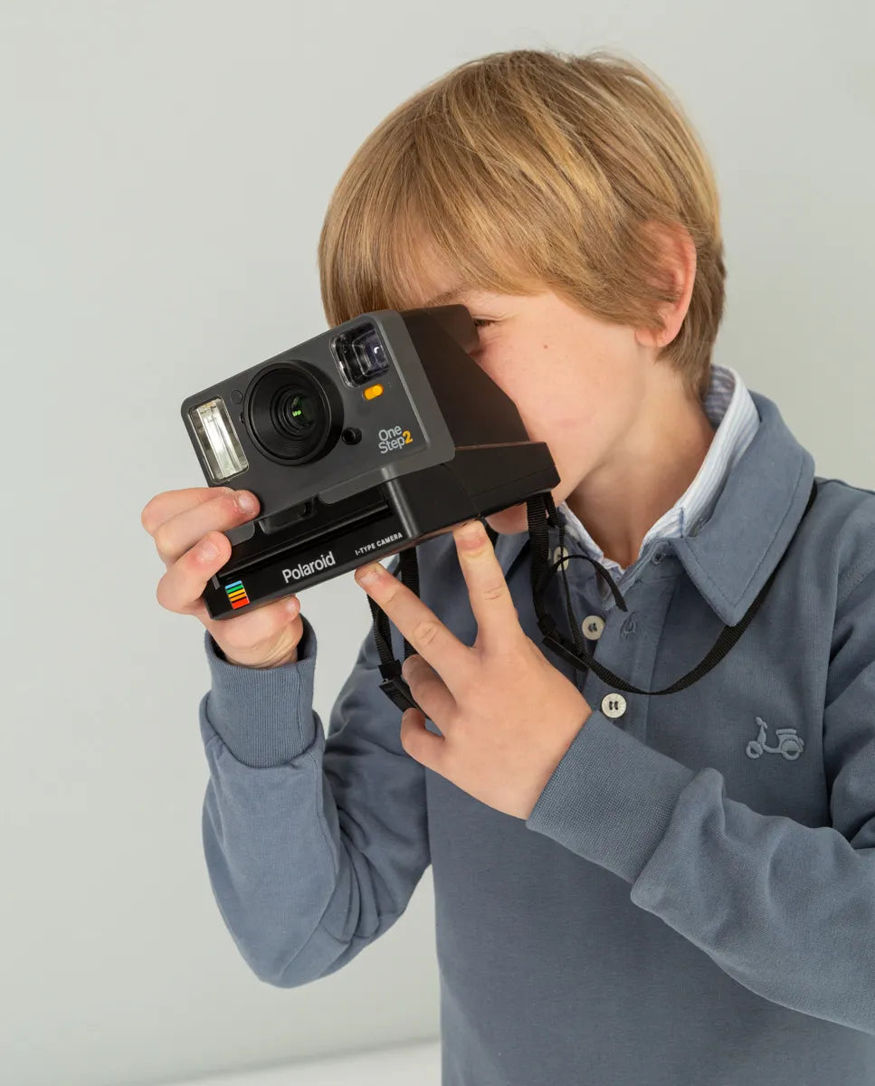 Polo de niño manga larga azul