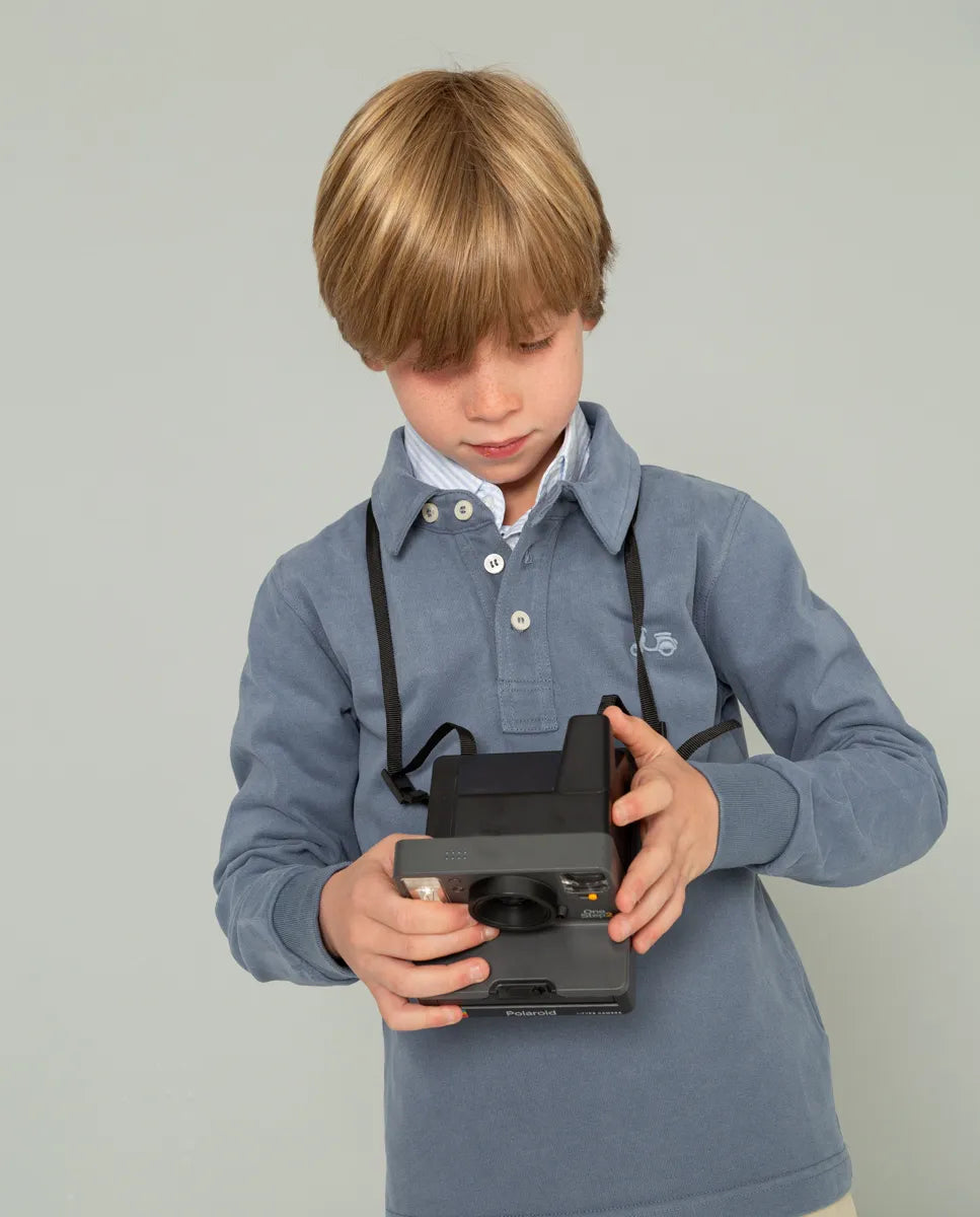 Polo de niño manga larga azul