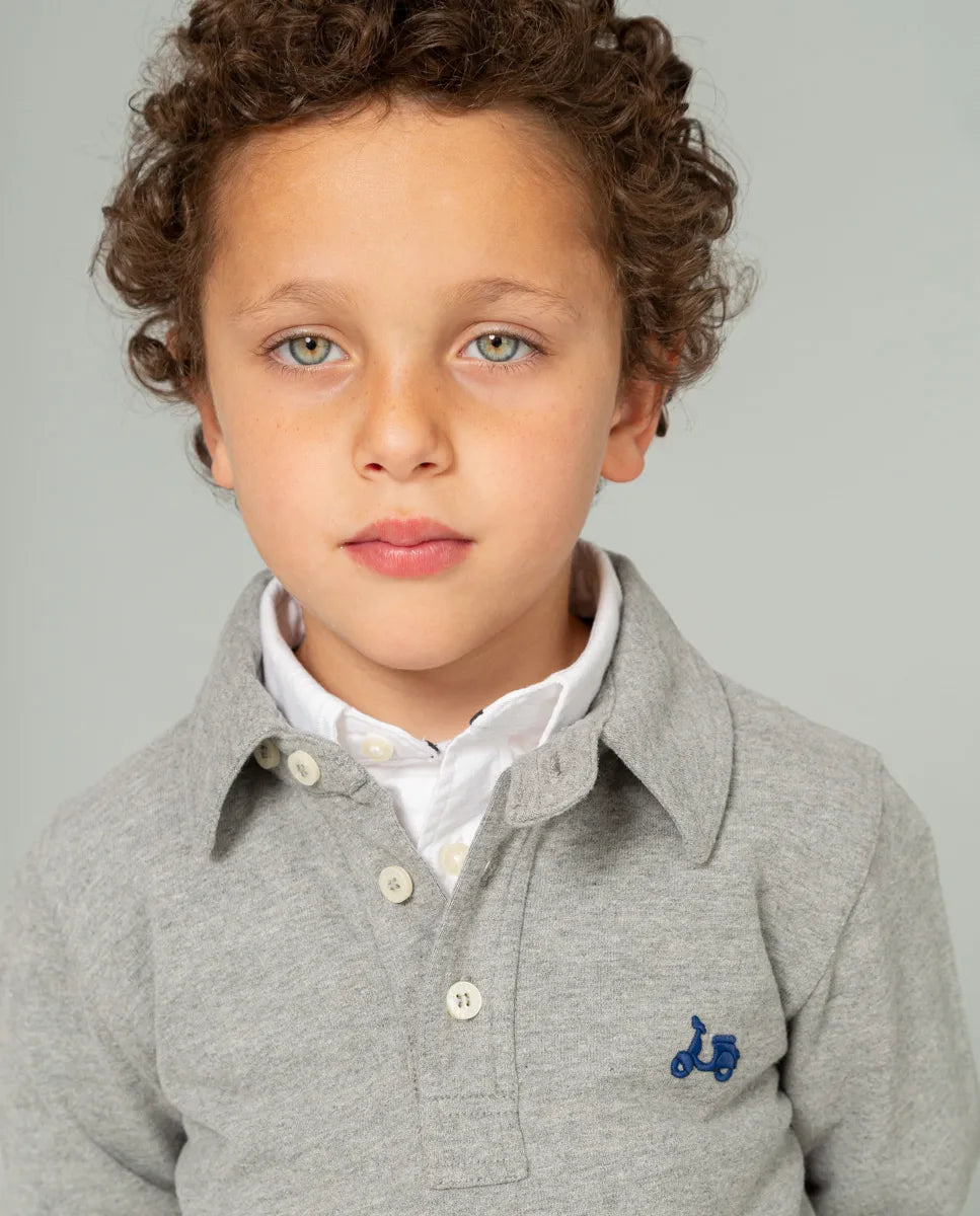 Polo de niño manga larga azul