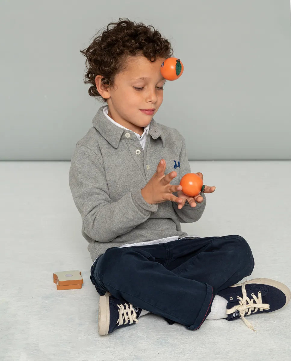 Polo de niño manga larga azul