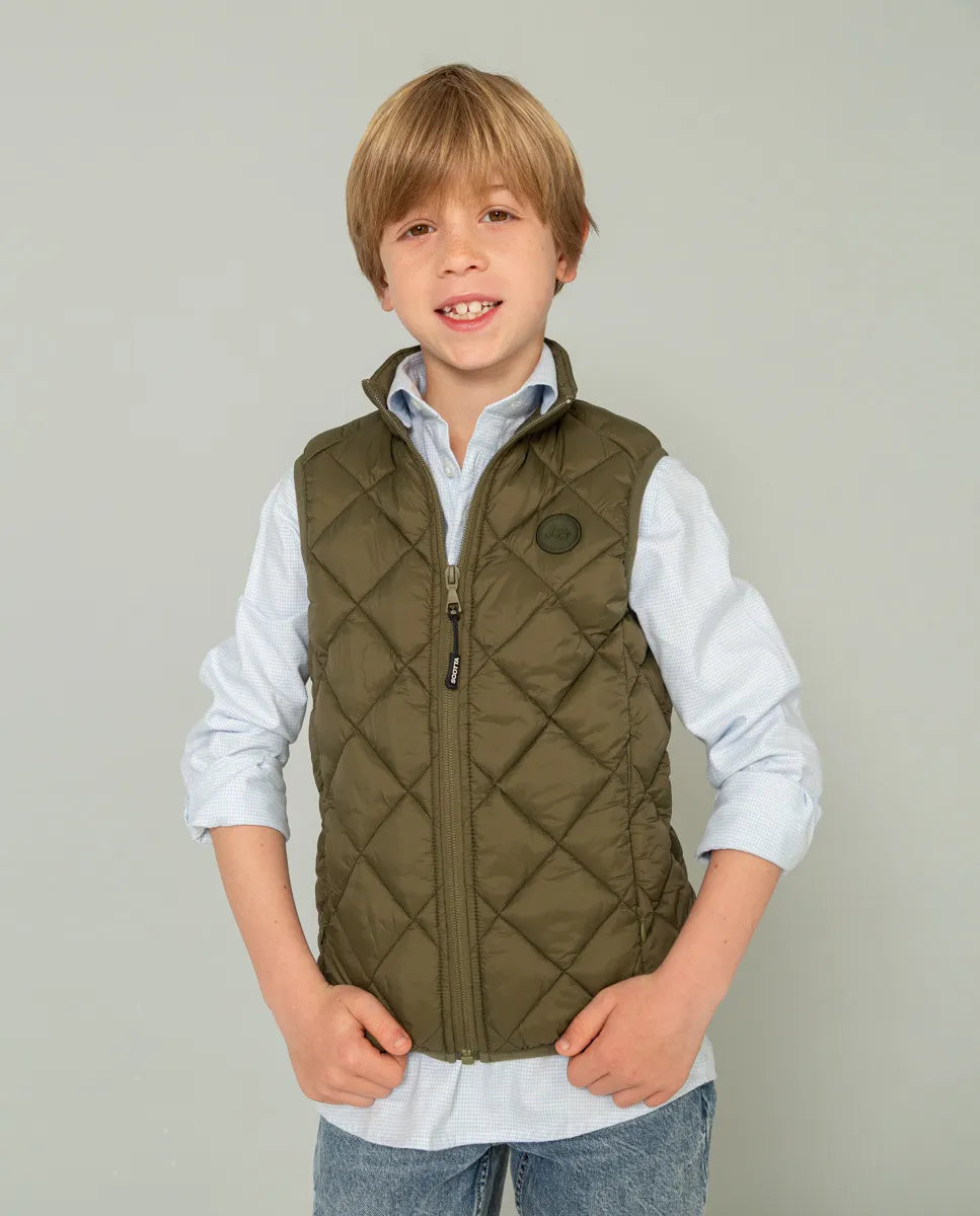 Chaleco de niño verde acolchado