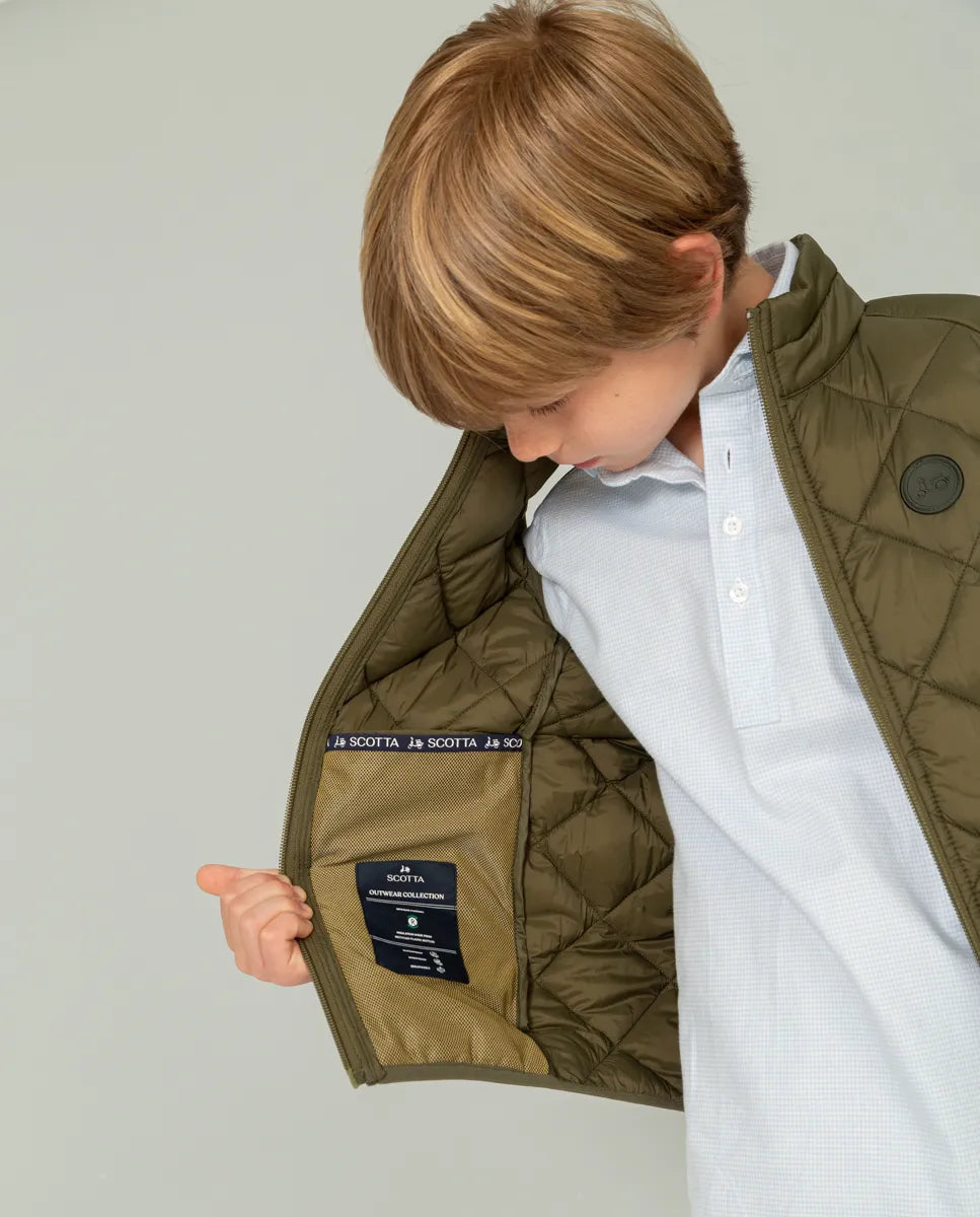 Chaleco de niño verde acolchado