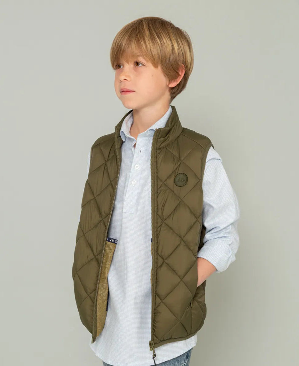 Chaleco de niño verde acolchado