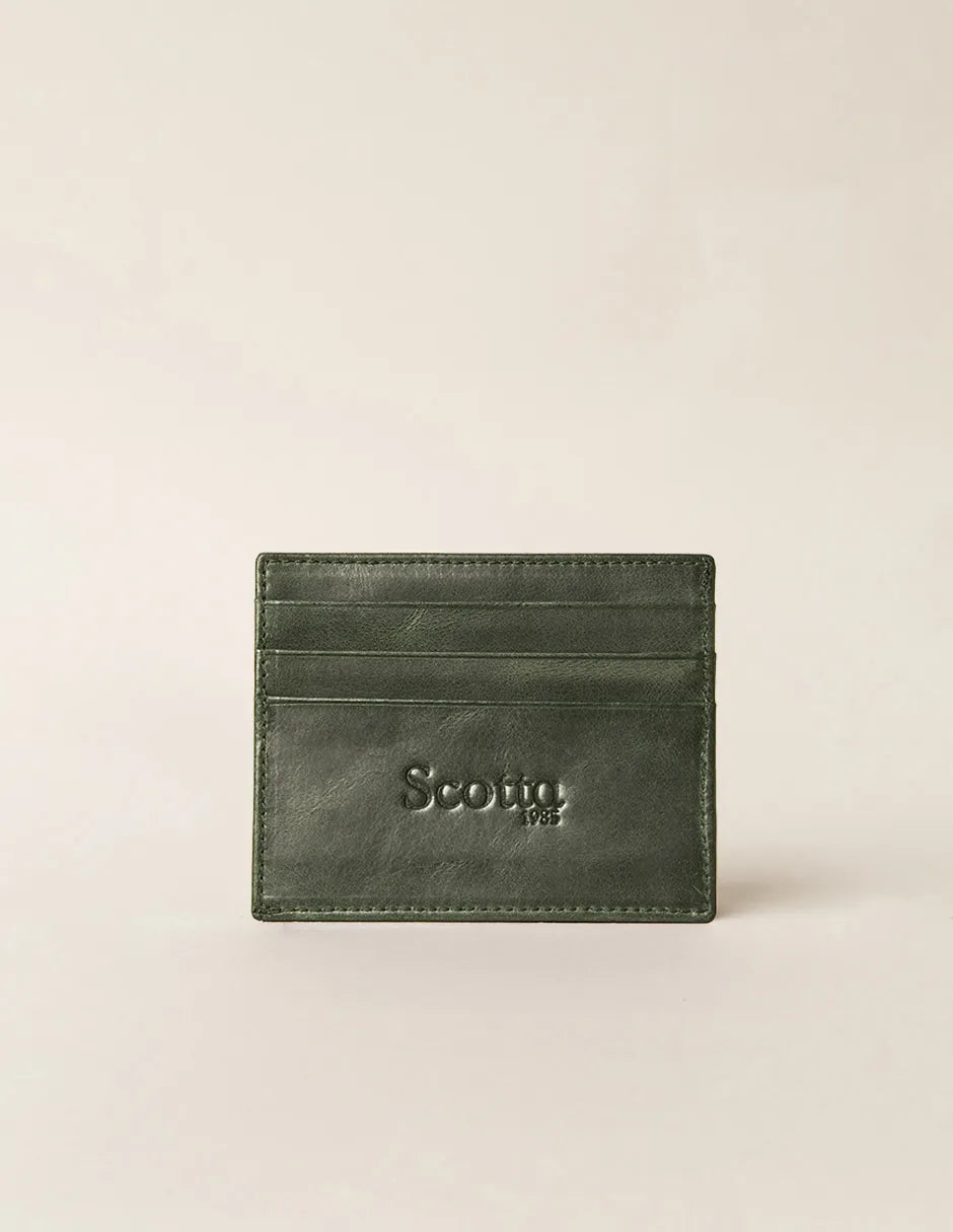 Tarjetero de piel verde