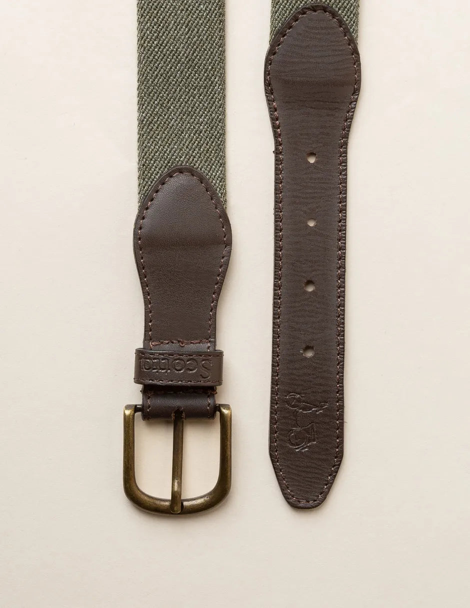 Cinturón verde de piel