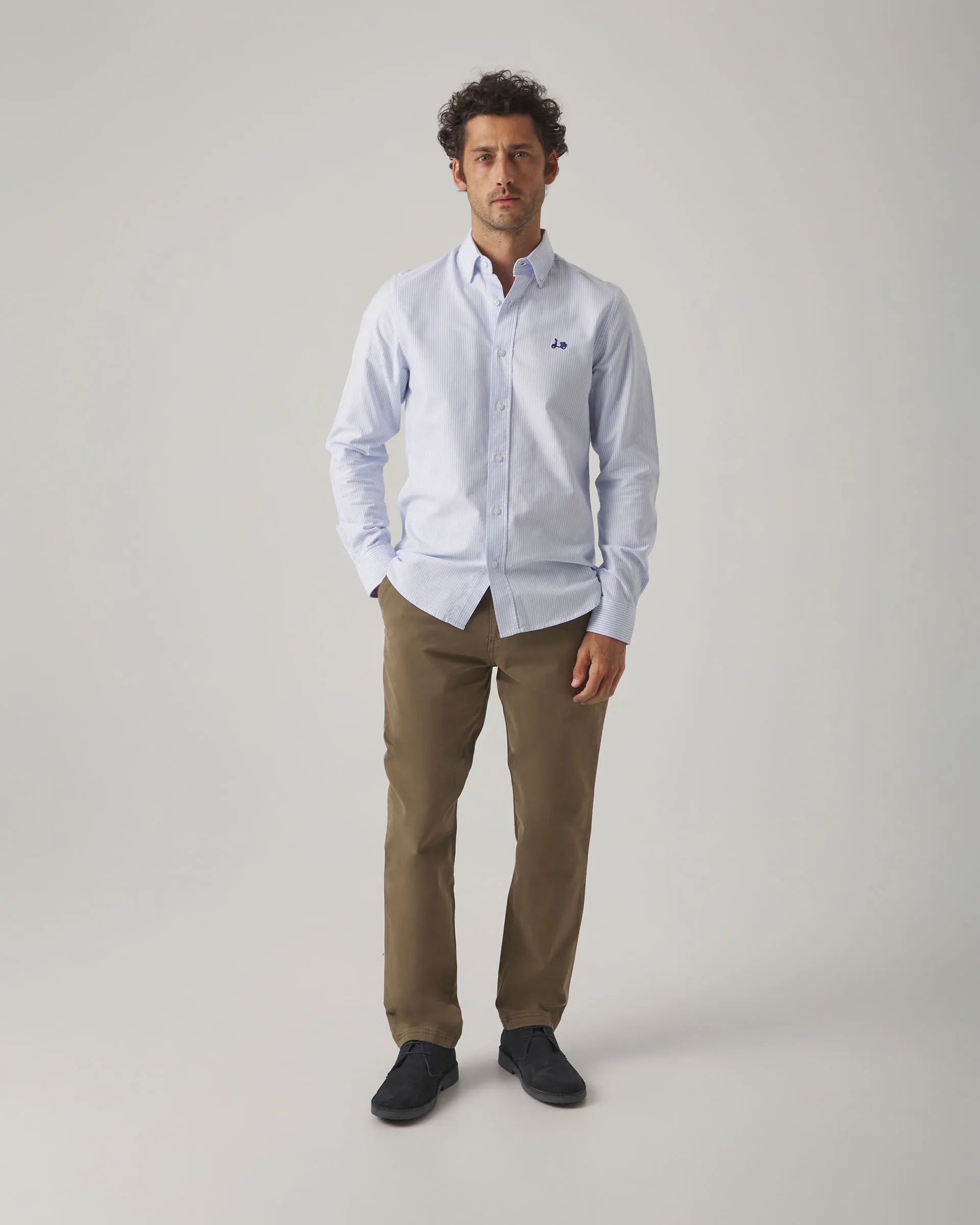 Camisa oxford de rayas azul