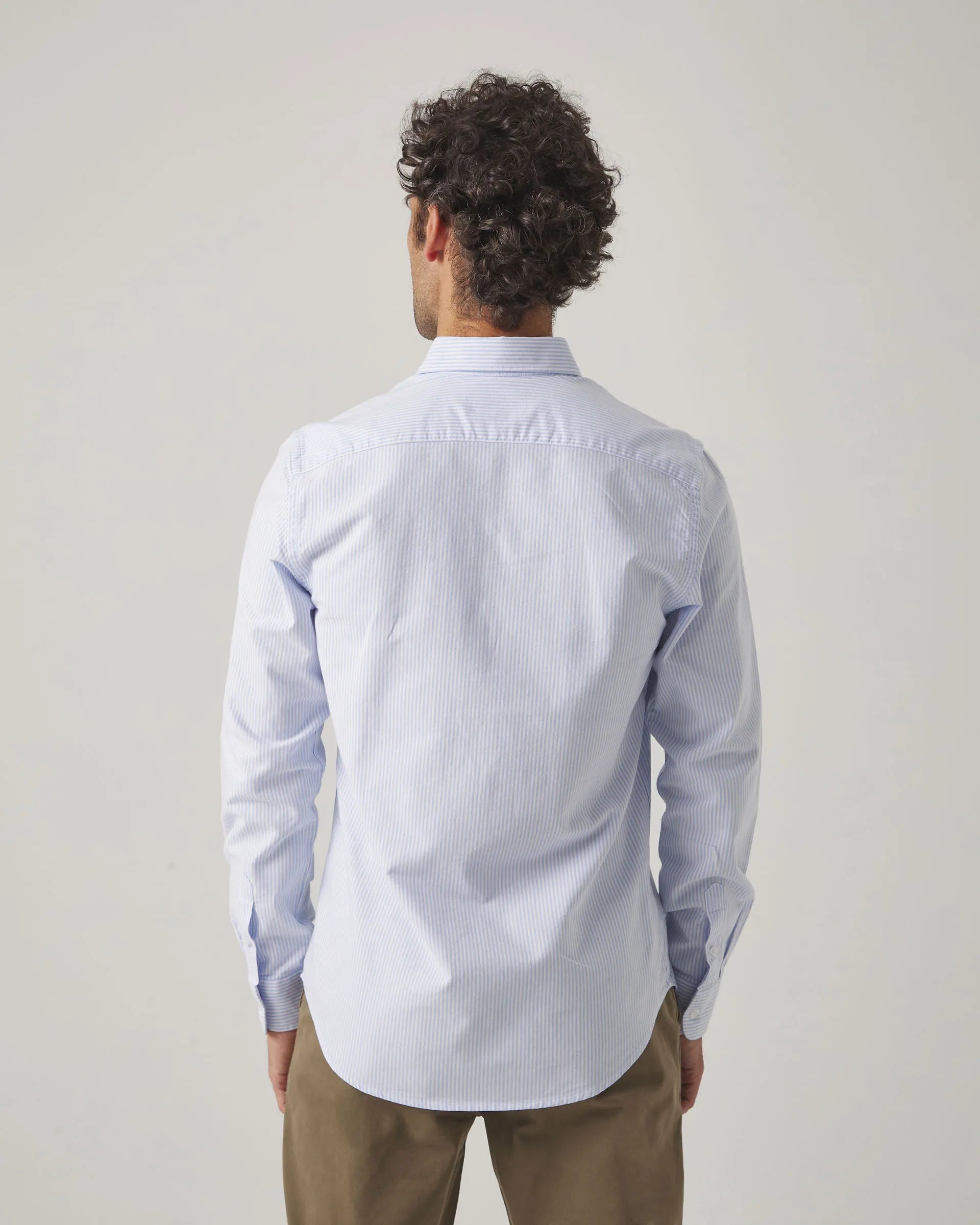 Camisa oxford de rayas azul