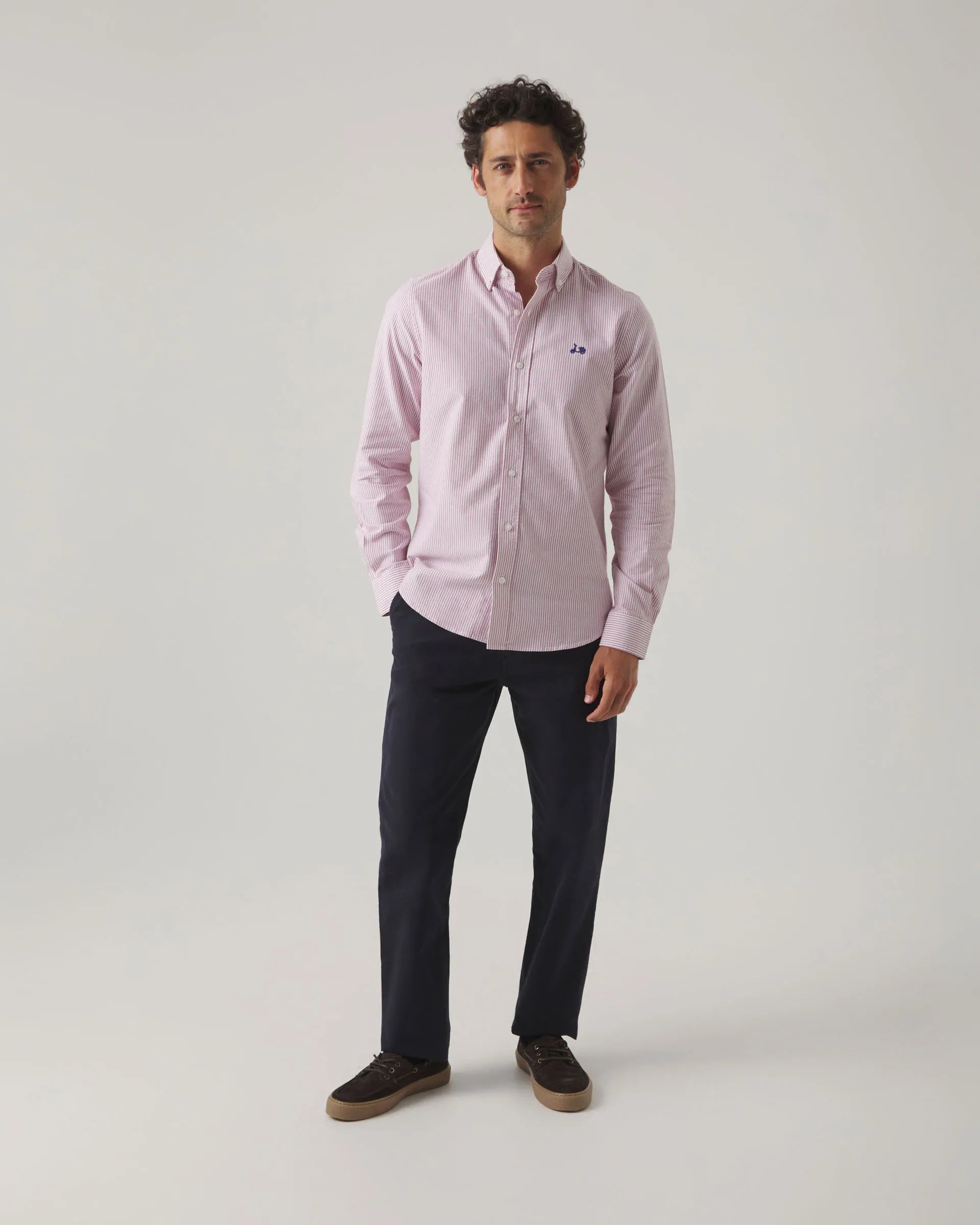 Camisa oxford de rayas rosa