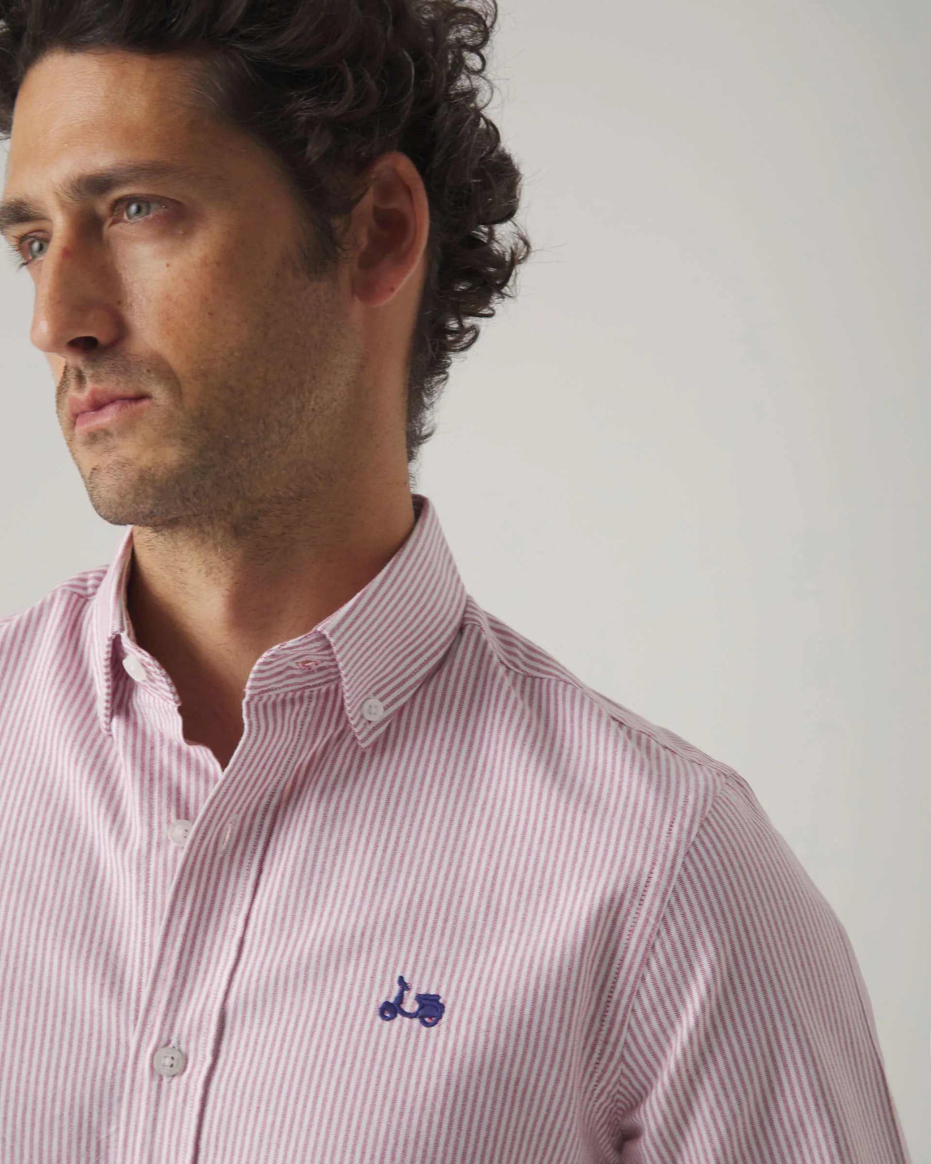 Camisa oxford de rayas rosa