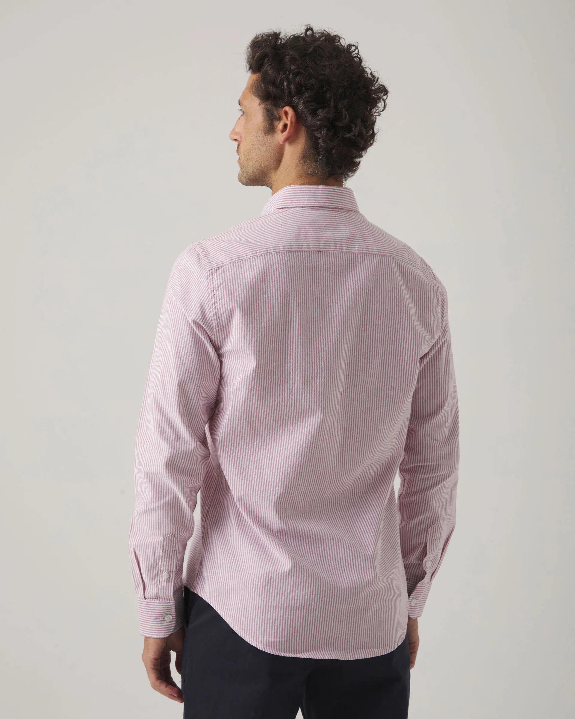 Camisa oxford de rayas rosa