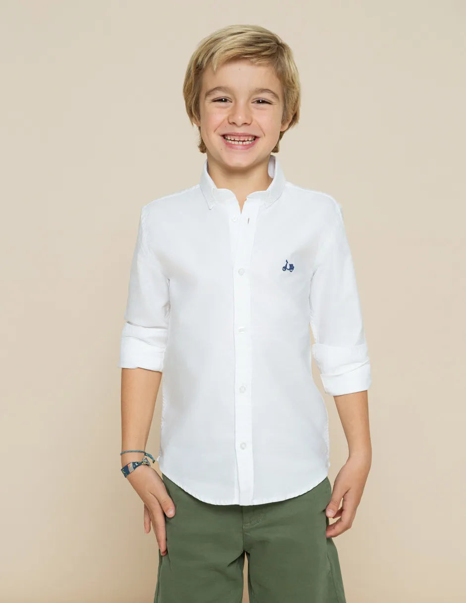 Camisa de niño Oxford algodón blanco