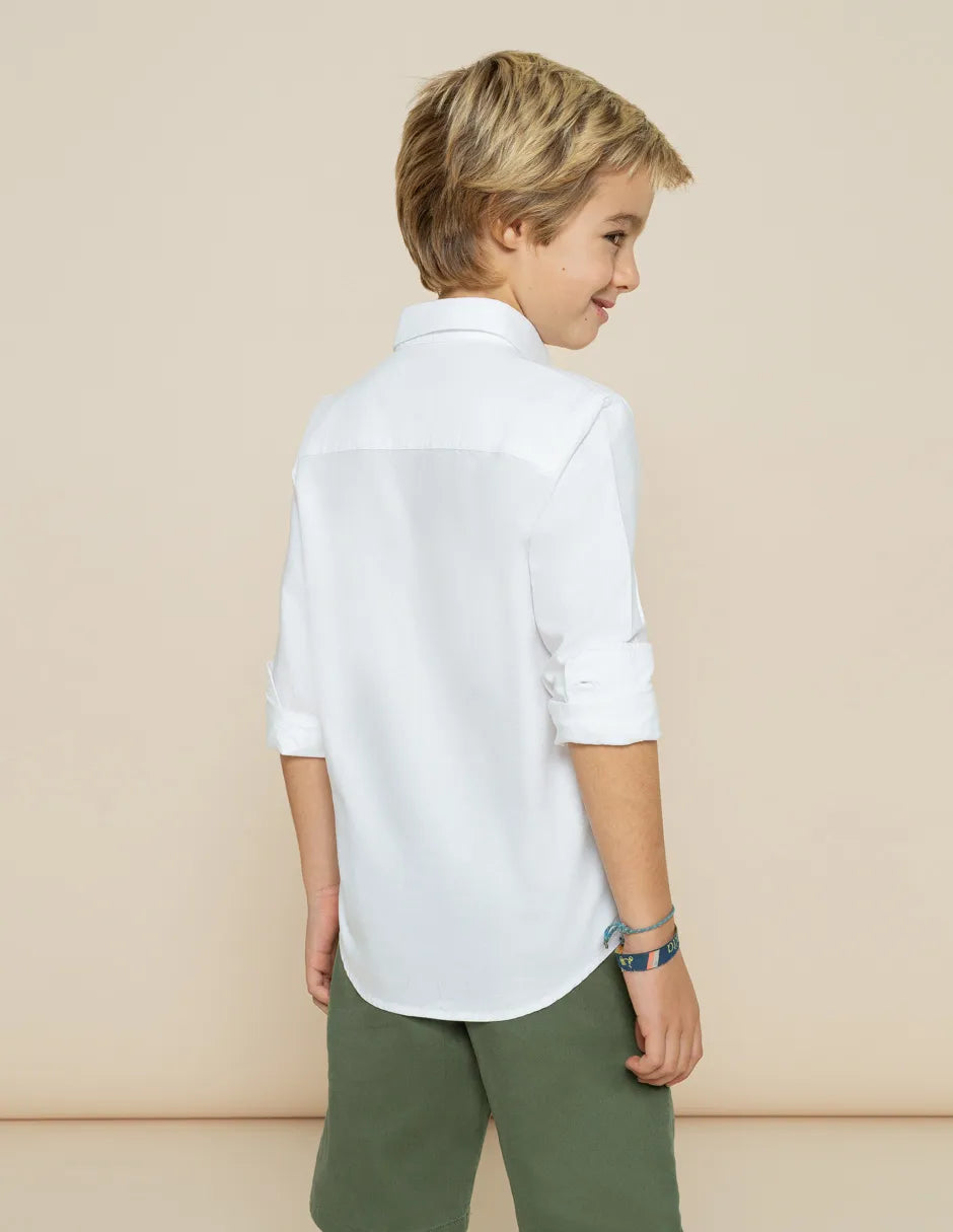Camisa de niño Oxford algodón blanco
