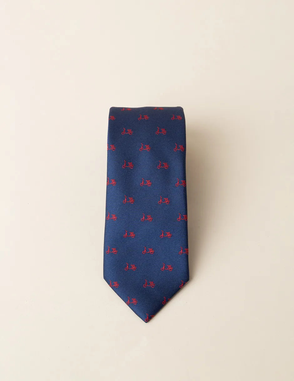 Corbata seda azul motos