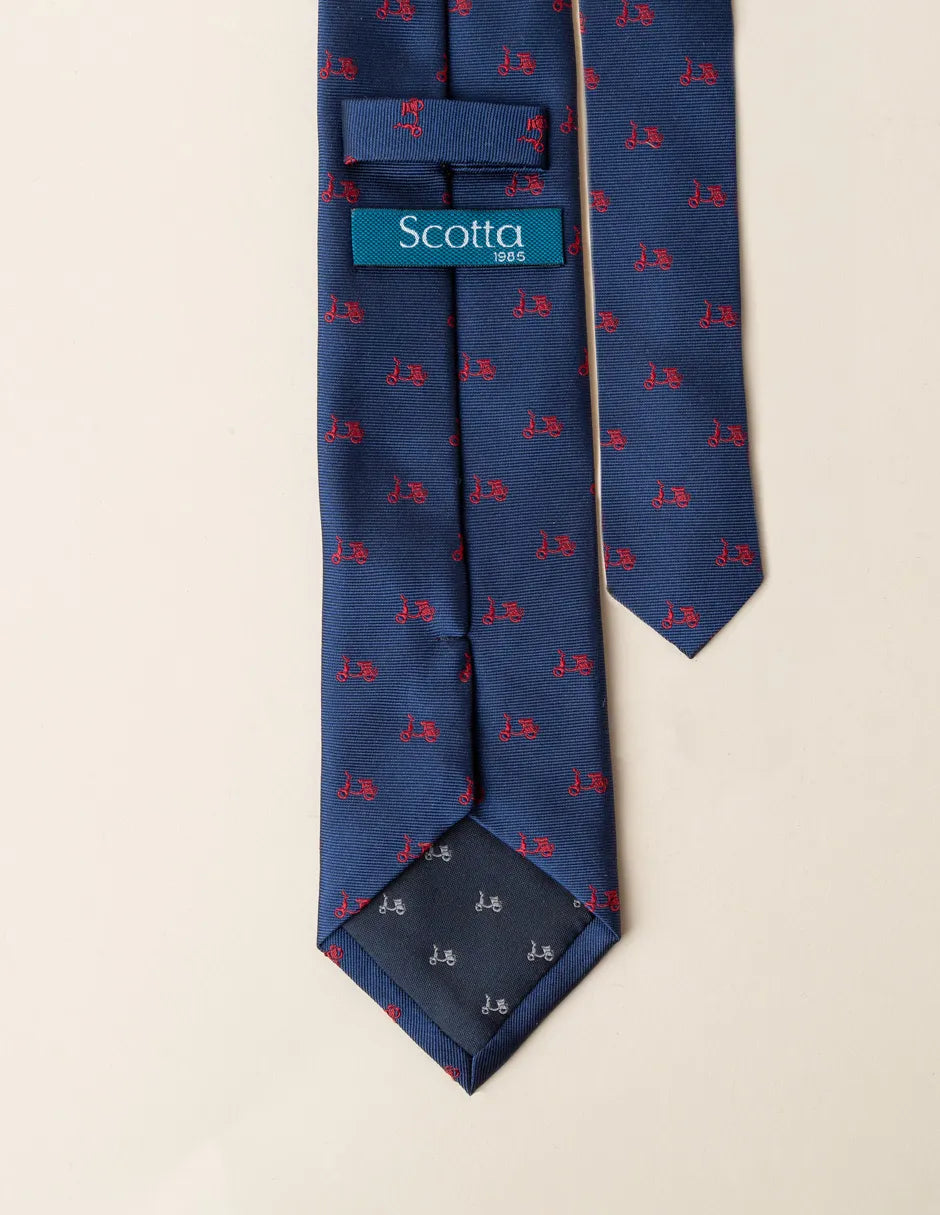 Corbata seda azul motos