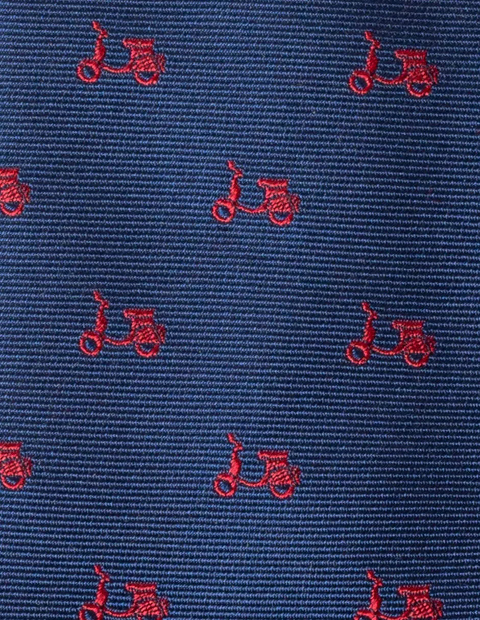 Corbata seda azul motos