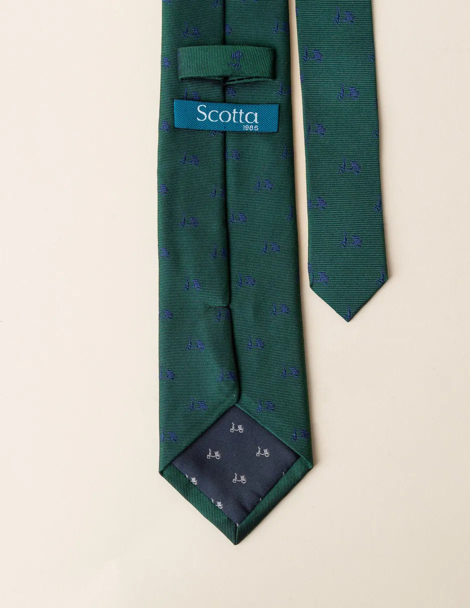 Corbata seda verde motos