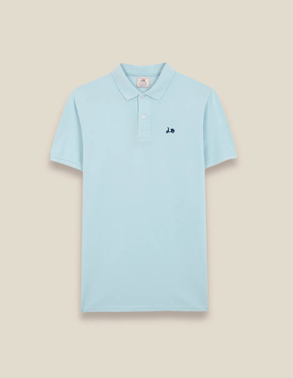 Polo hombre azul claro con logo