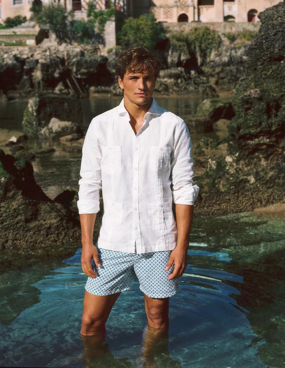 Camisa con cuatro bolsillos crudo