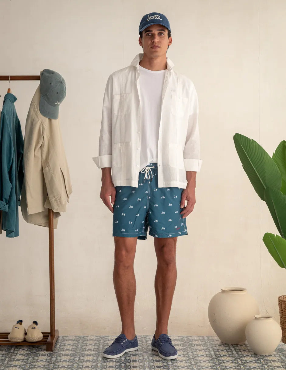 Camisa con cuatro bolsillos crudo