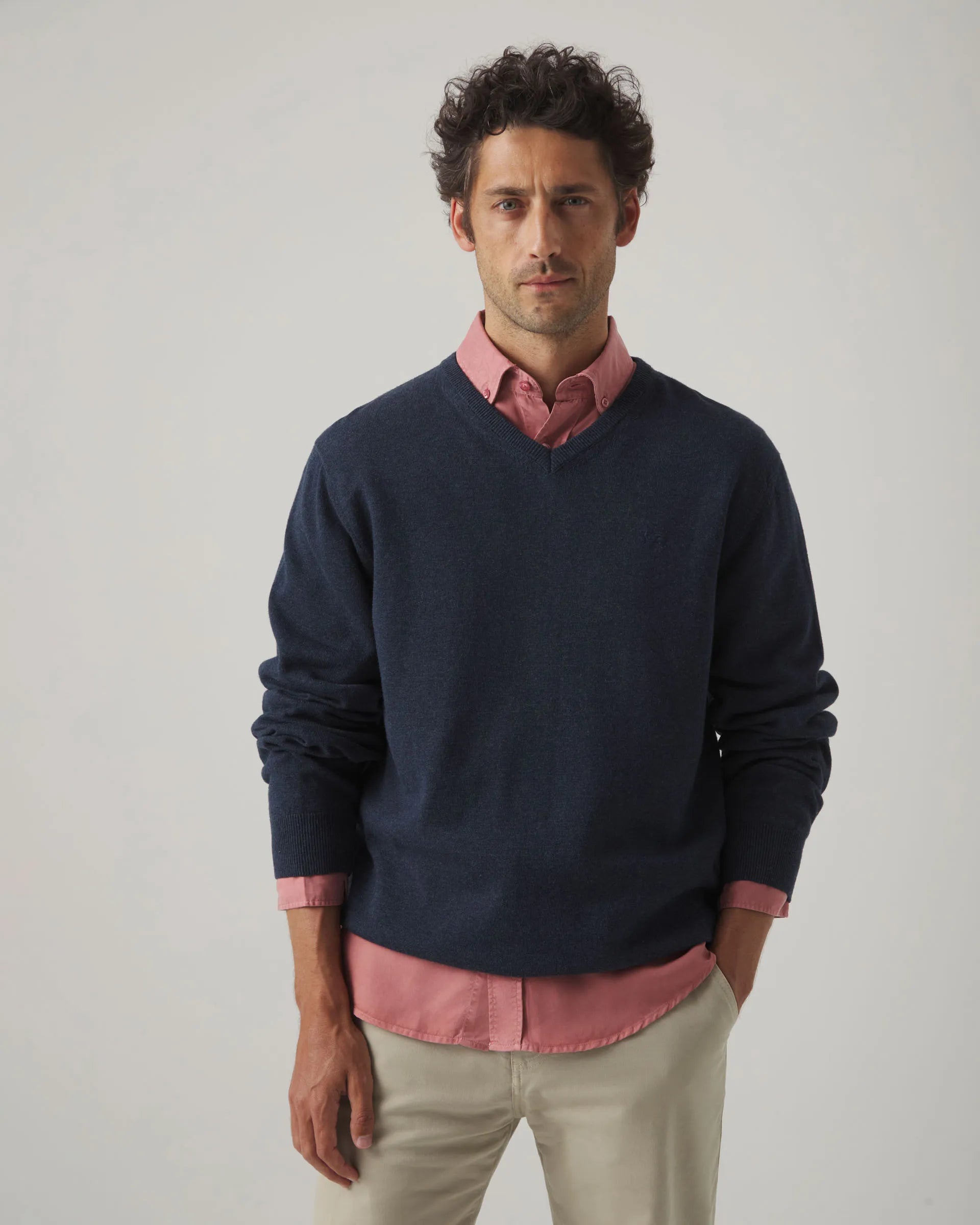 Jersey cuello pico marino