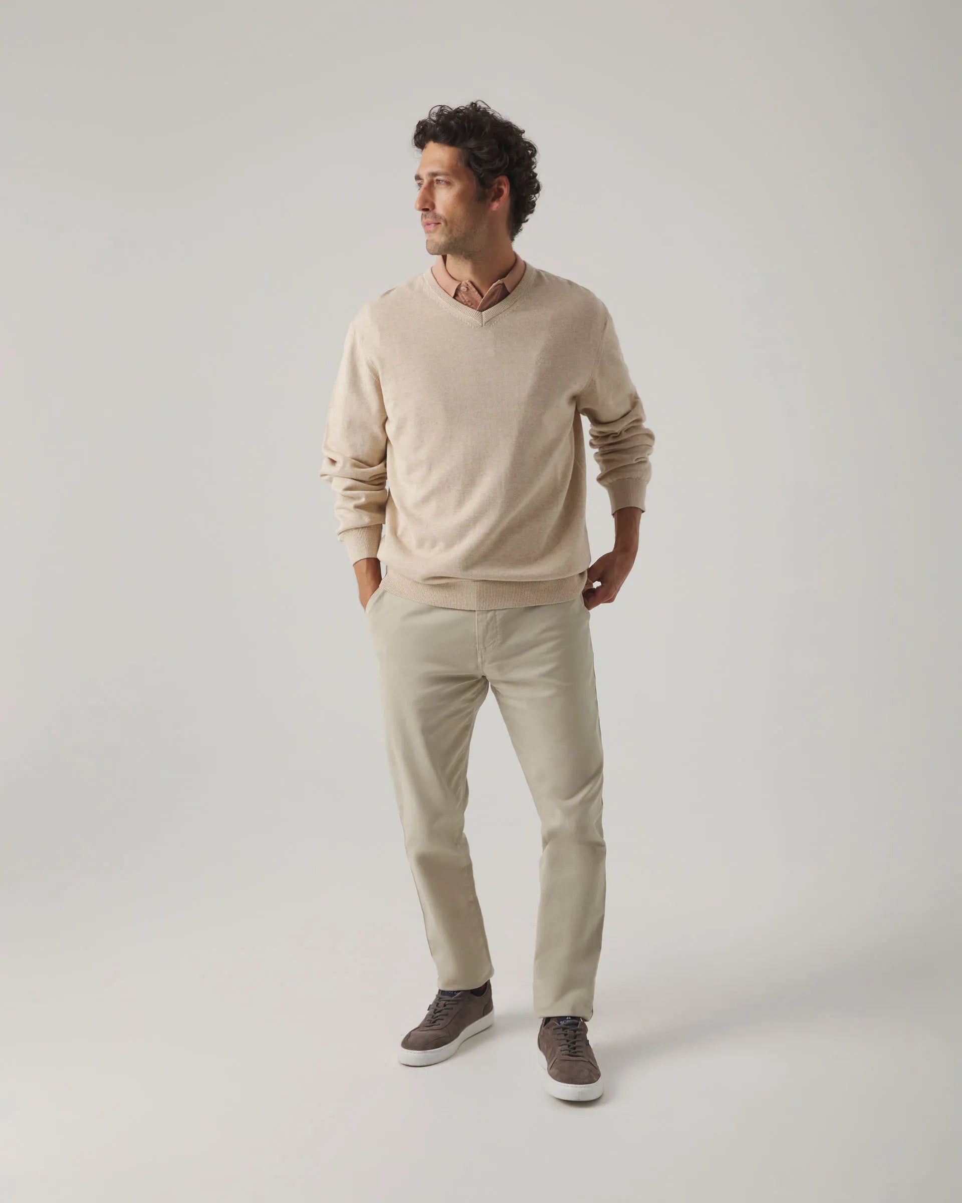 Jersey de pico beige con logo