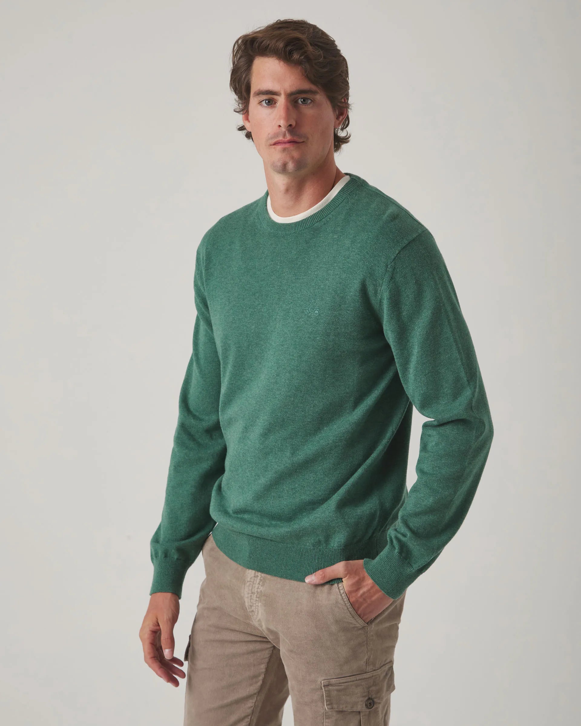 Jersey hombre cuello redondo verde