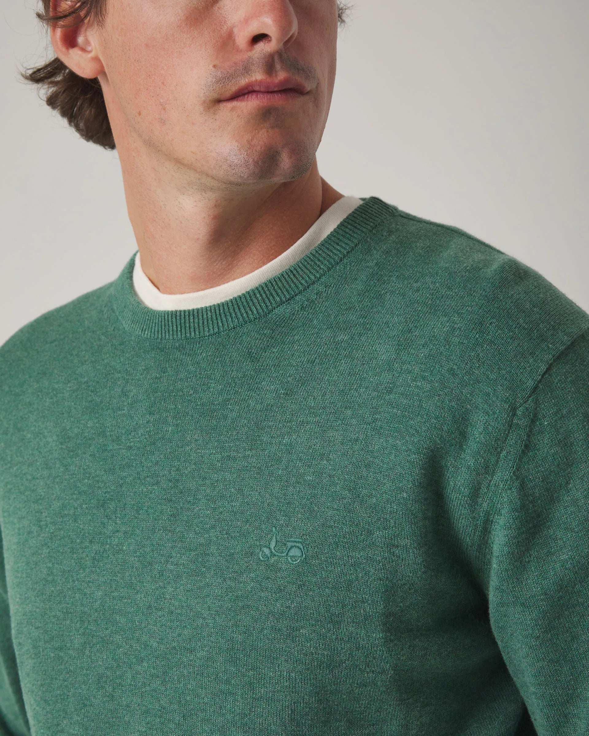 Jersey hombre cuello redondo verde