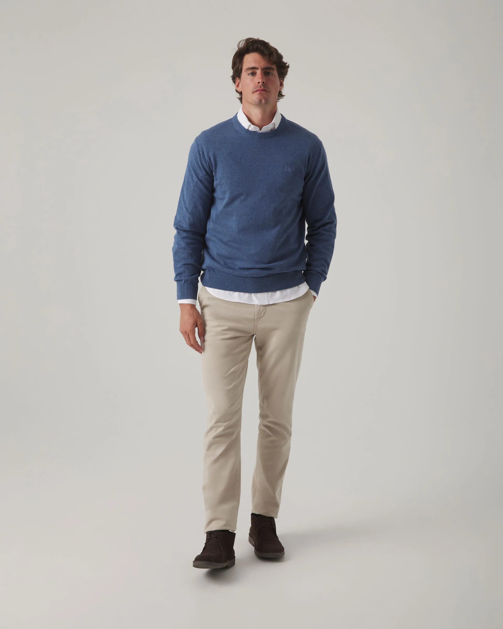 Jersey hombre cuello redondo azul