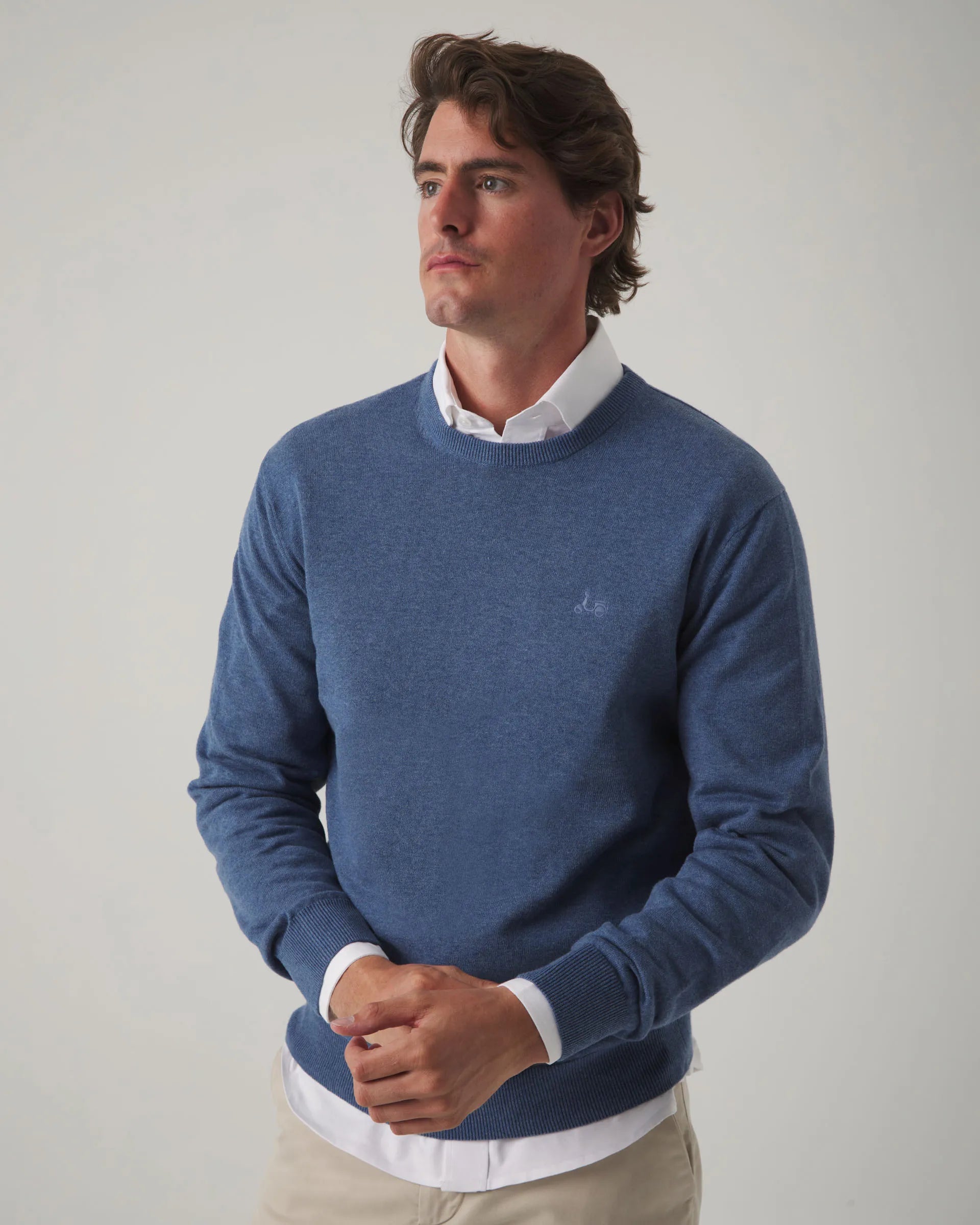 Jersey hombre cuello redondo azul