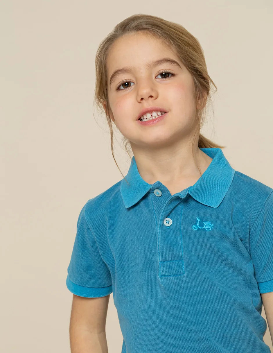 Polo de manga corta de niño azul