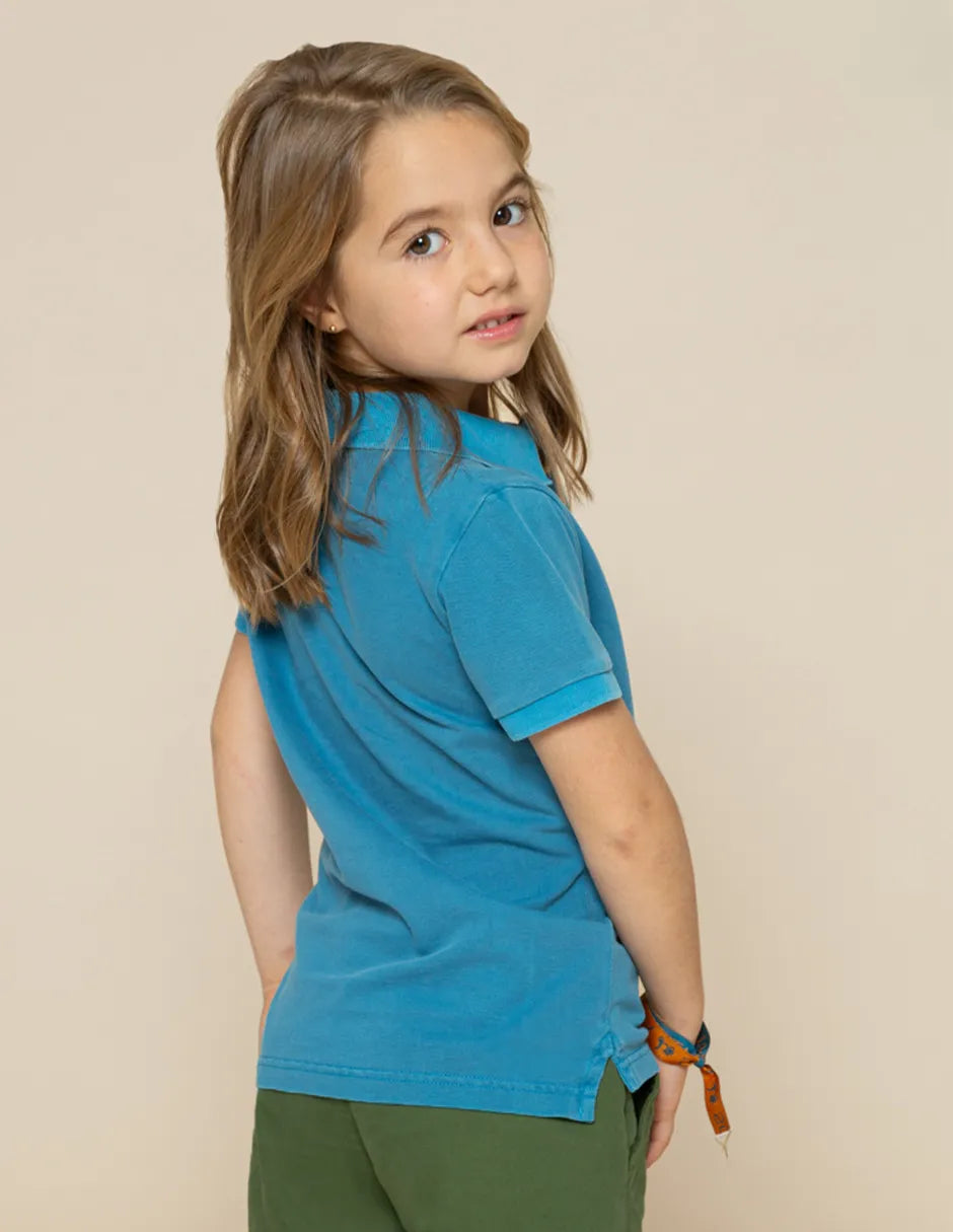 Polo de manga corta de niño azul