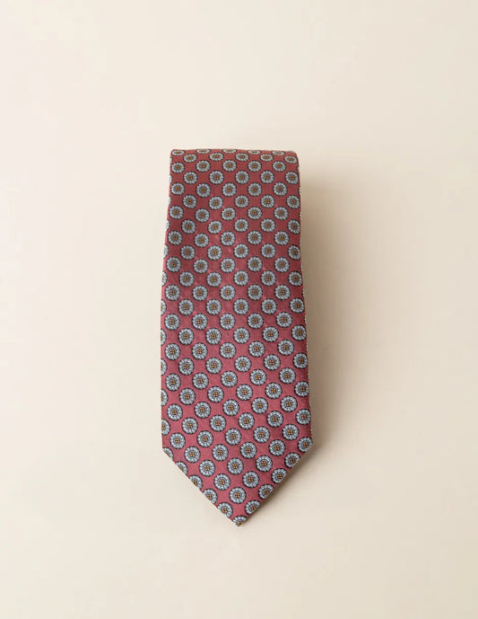 Corbata de seda de flores burdeos