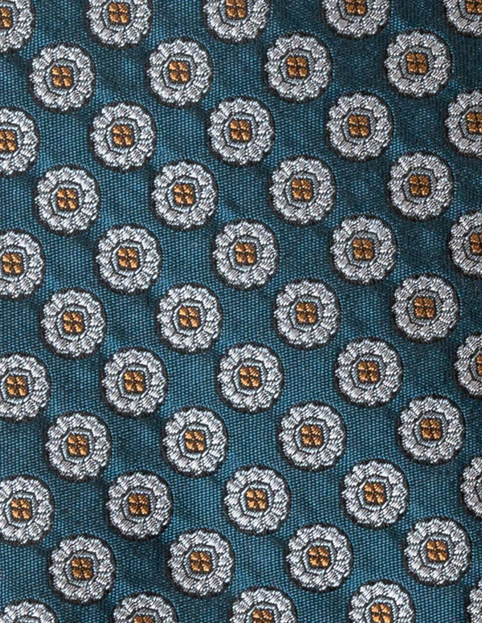 Corbata de seda de flores azul