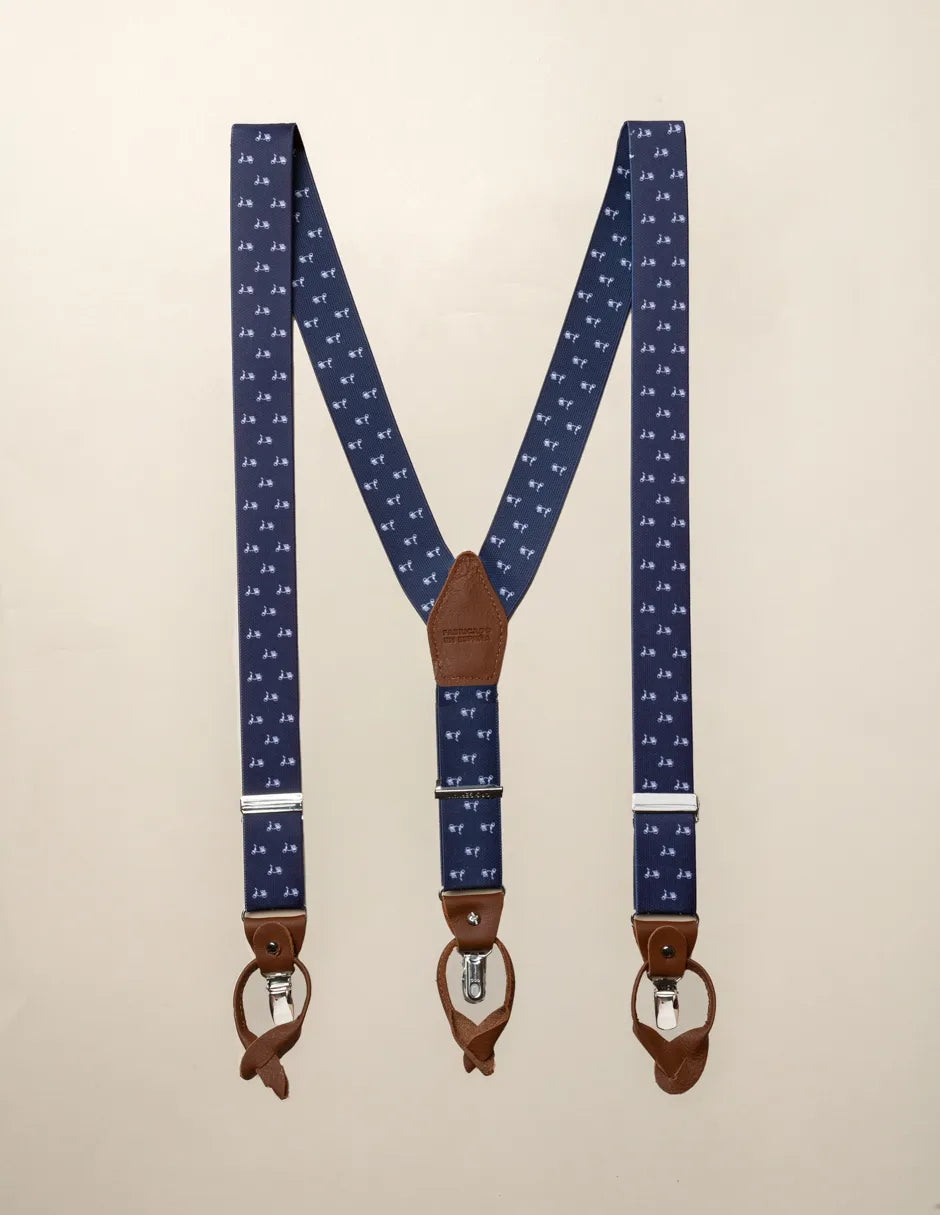 Tirante azul estampado con motos