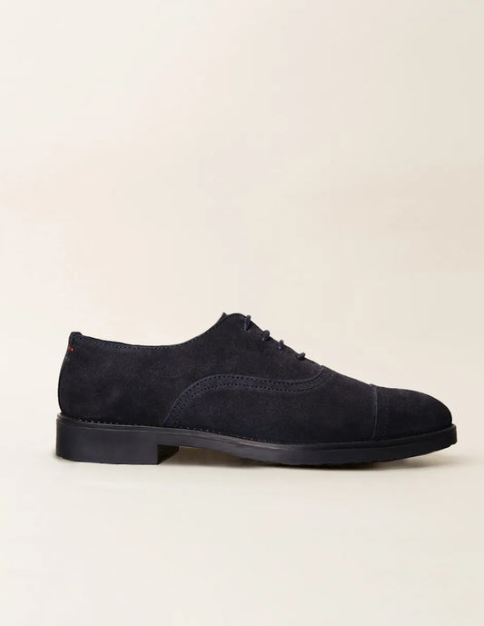 Zapato de piel serraje en azul marino