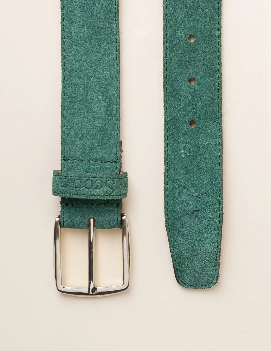 Cinturón de piel para hombre en verde