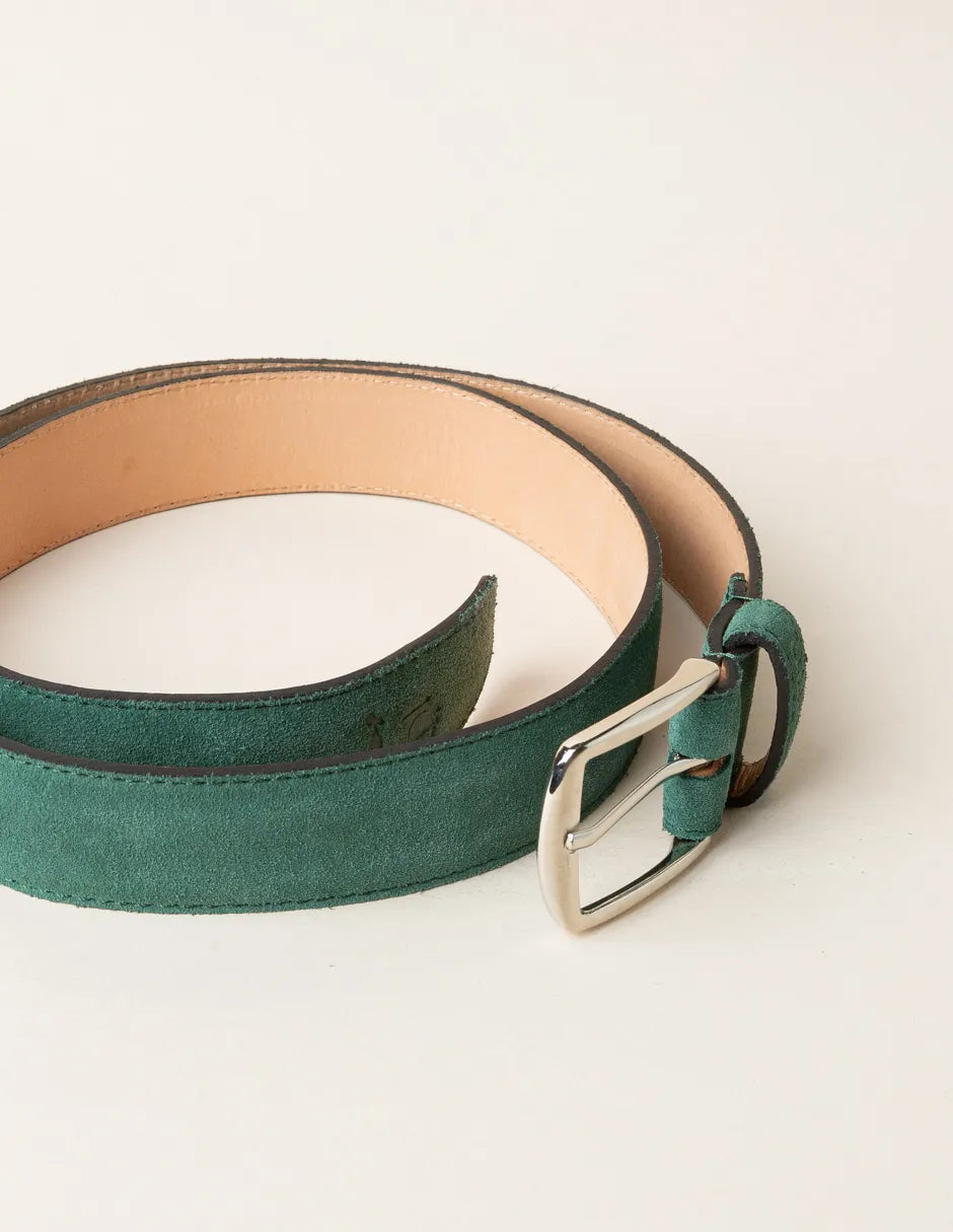 Cinturón de piel para hombre en verde