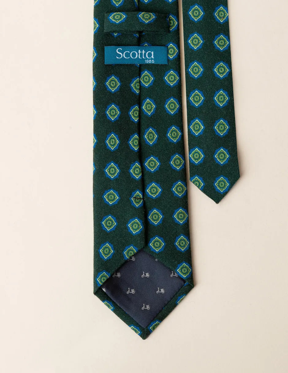Corbata estampada lana verde